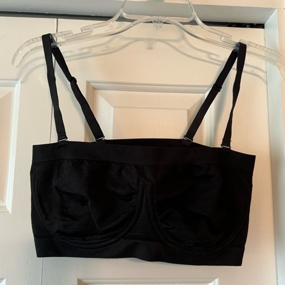 Black Removeable Straps Underwire Bandeau Bra NWT L #2221